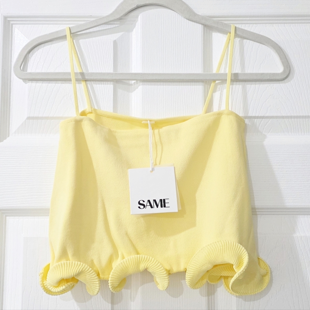 SAME Ruffle Hem Crop Top (Butter Yellow, Size XS) - Picture 3 of 6